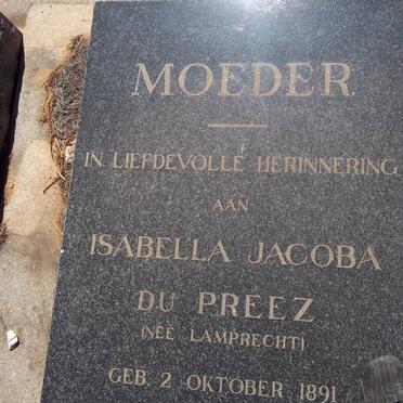 PREEZ Isabella Jacoba, du nee LAMPRECHT 1891-1953