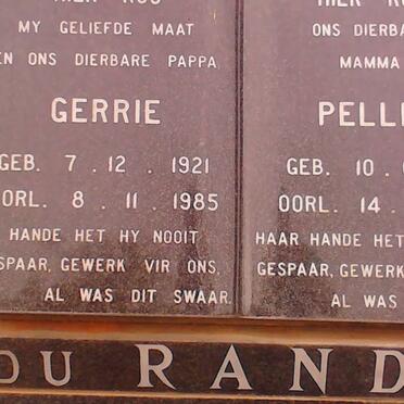RANDT Gerrie, du 1921-1985 &amp; Pellie 1922-1988