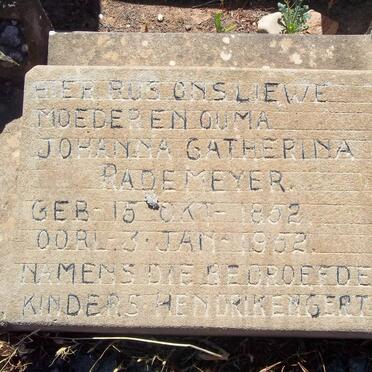 RADEMEYER Johanna Catherina 1852-1952