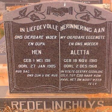 REDELINGHUYS Hen 1911-1985 &amp; Aletta 1910-1968