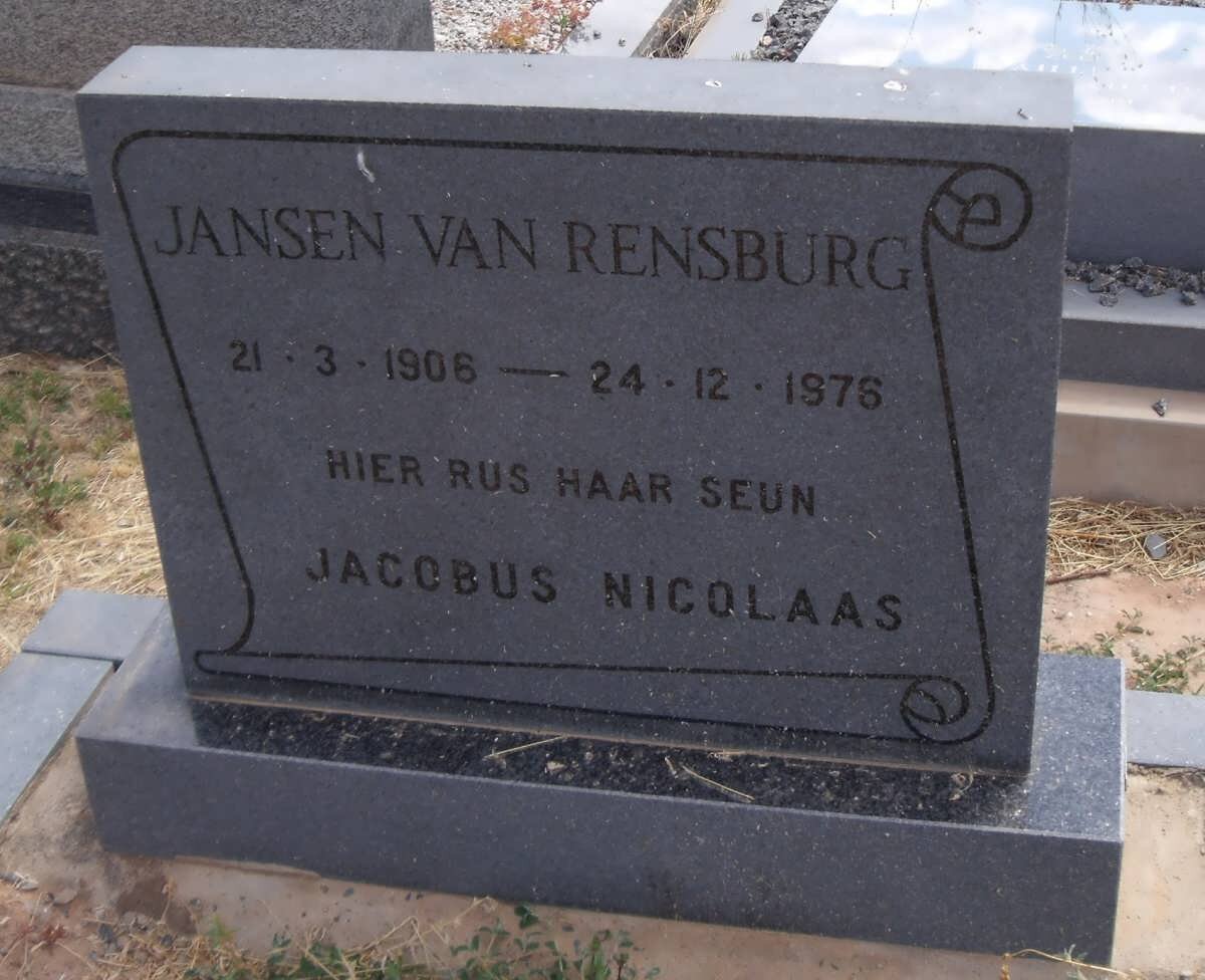 RENSBURG Jacobus Nicolaas, Jansen van 1906-1976