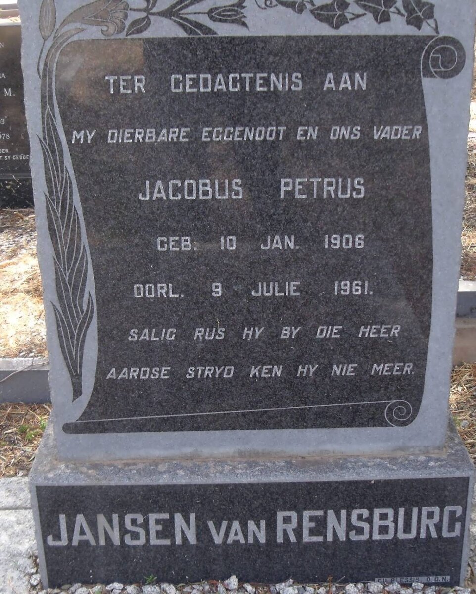 RENSBURG Jacobus Petrus, Jansen van 1906-1961