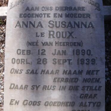 ROUX Anna Susanna nee VAN HEERDEN, le 1890-1939
