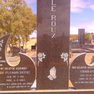 ROUX Du Plessis, le 1911-1983 :: LE ROUX Charlotte 1912-1993