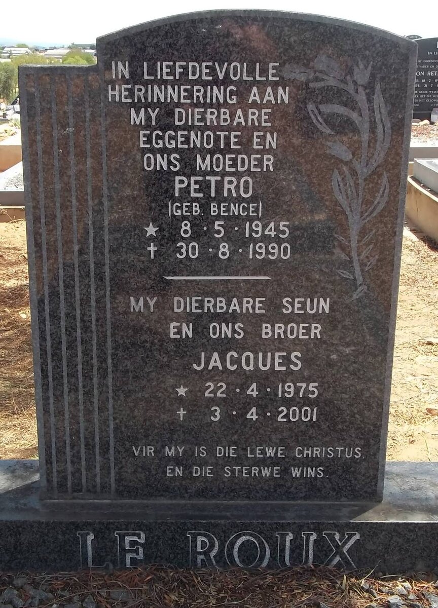 ROUX Petro, le nee BENCE 1945-1990 :: LE ROUX Jacques 1975-2001