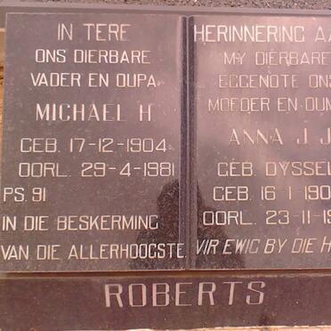 ROBERTS Michael H. 1904-1981 &amp; Anna J.J. DYSSEL 1902-1978