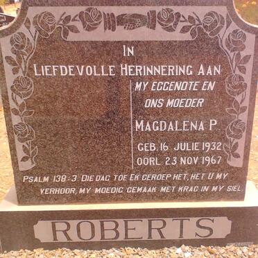 ROBERTS Magdalena P. 1932-1967