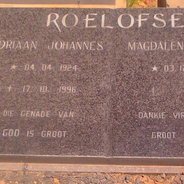 ROELOFSE Adriaan Johannes 1924-1996 &amp; Magdalena Maria 1929-