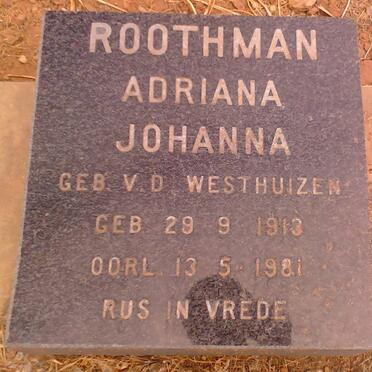 ROOTHMAN Adriana Johanna 1913-1981
