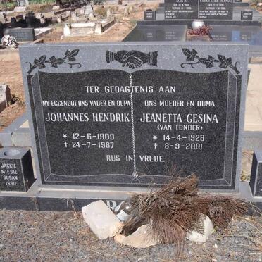 ROUX Johannes Hendrik 1909-1987 &amp; Jeanetta Gesina VAN TONDER 1928-2001