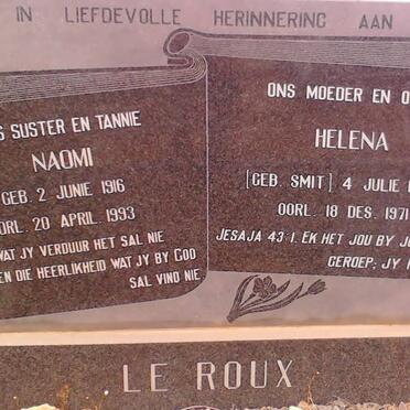 ROUX Helena, le nee SMIT 1893-1971 :: LE ROUX Naomi 1916-1993