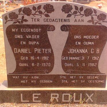 ROUX Daniel Pieter, le 1912-1970 &amp; Johanna C.B. MINNIE 1912-1982