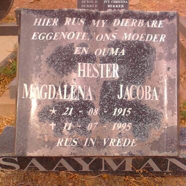 SAAYMAN Hester Magdalena Jacoba 1915-1995