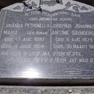 SAUNDERS Josephus Johannes Antonie 1874-1954 &amp; Johanna Petronella Maria HUMAN 1880-1964
