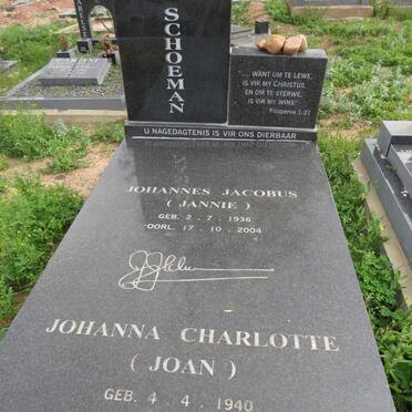 SCHOEMAN Johannes Jacobus 1936-2004 & Johanna Charlotte 1940-2008