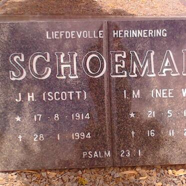 SCHOEMAN J.H. 1914-1994 &amp; I.M. WIID  1910-2000