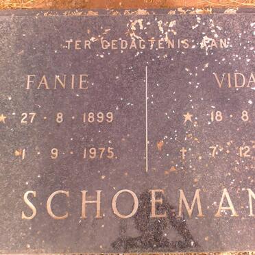 SCHOEMAN Fanie 1899-1975 &amp; Vida 1903-1990