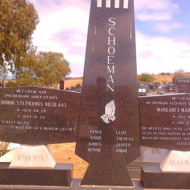 SCHOEMAN Hendrik Stephanus Nicolaas 1920-1994 &amp; Margaret Maria Theresa 1915-1981