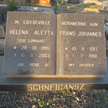 SCHNEIGANSZ Frans Johannes 1917-1981 & Helena Aletta LOMBARD 1915-2003