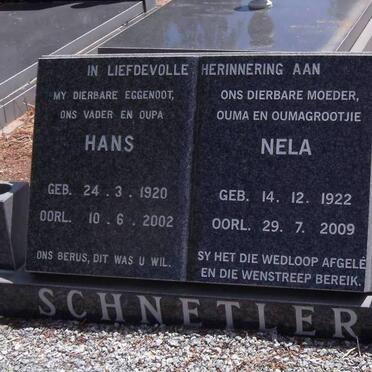 SCHNETLER Hans 1920-2002 &amp; Nela 1922-2009