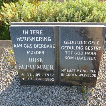 SEPTEMBER Rose 1922-1992