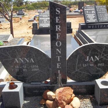 SERFONTEIN Jan 1932- &amp; Anna 1936-2005