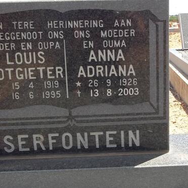 SERFONTEIN Louis Potgieter 1919-1995 &amp; Anna Adriana 1926-2003 ::SERFONTEIN Frederik 1964-2010