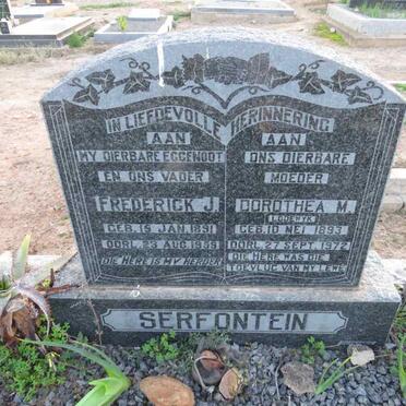 SERFONTEIN Frederick J. 1891-1959 & Dorothea M. LODEWYK 1893-1972