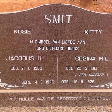 SMIT Jacobus H. 1909-1976 &amp; Gesina M.C. UNGERER 1913-1976