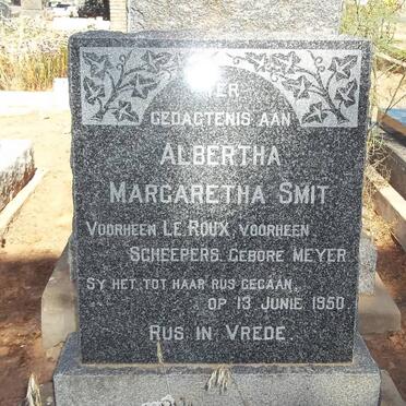 SMIT Albertha Margaretha voorheen LE ROUX voorheen SCHEEPERS nee MEYER -1950