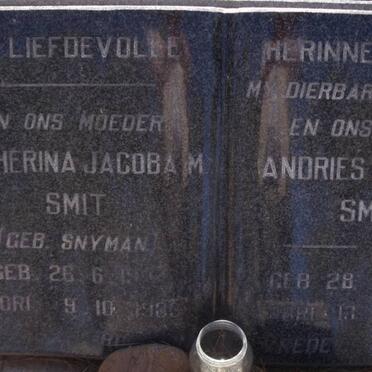 SMIT Andries Daniel P. 1902-1980 &amp; Catharina Jacoba SNYMAN ?-1986
