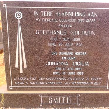SMITH Stephanus Solomon 1898-1979 &amp; Johanna Cicilia 1899-1988