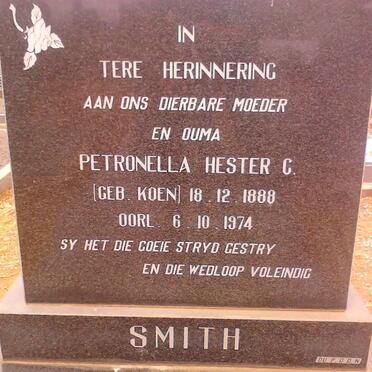 SMITH Petronella Hester C. nee KOEN 1888-1974