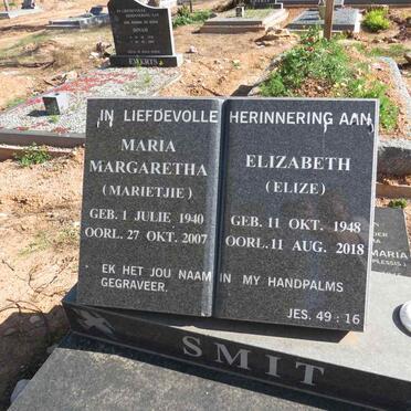 SMIT Maria Margaretha 1940-2007 :: SMIT Elizabeth 1948-2018