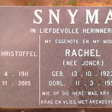 SNYMAN Marthinus Christoffel 1911-2005 &amp; Rachel JONCK 1923-1999 :: SNYMAN Isabella Magreta 1946-2006