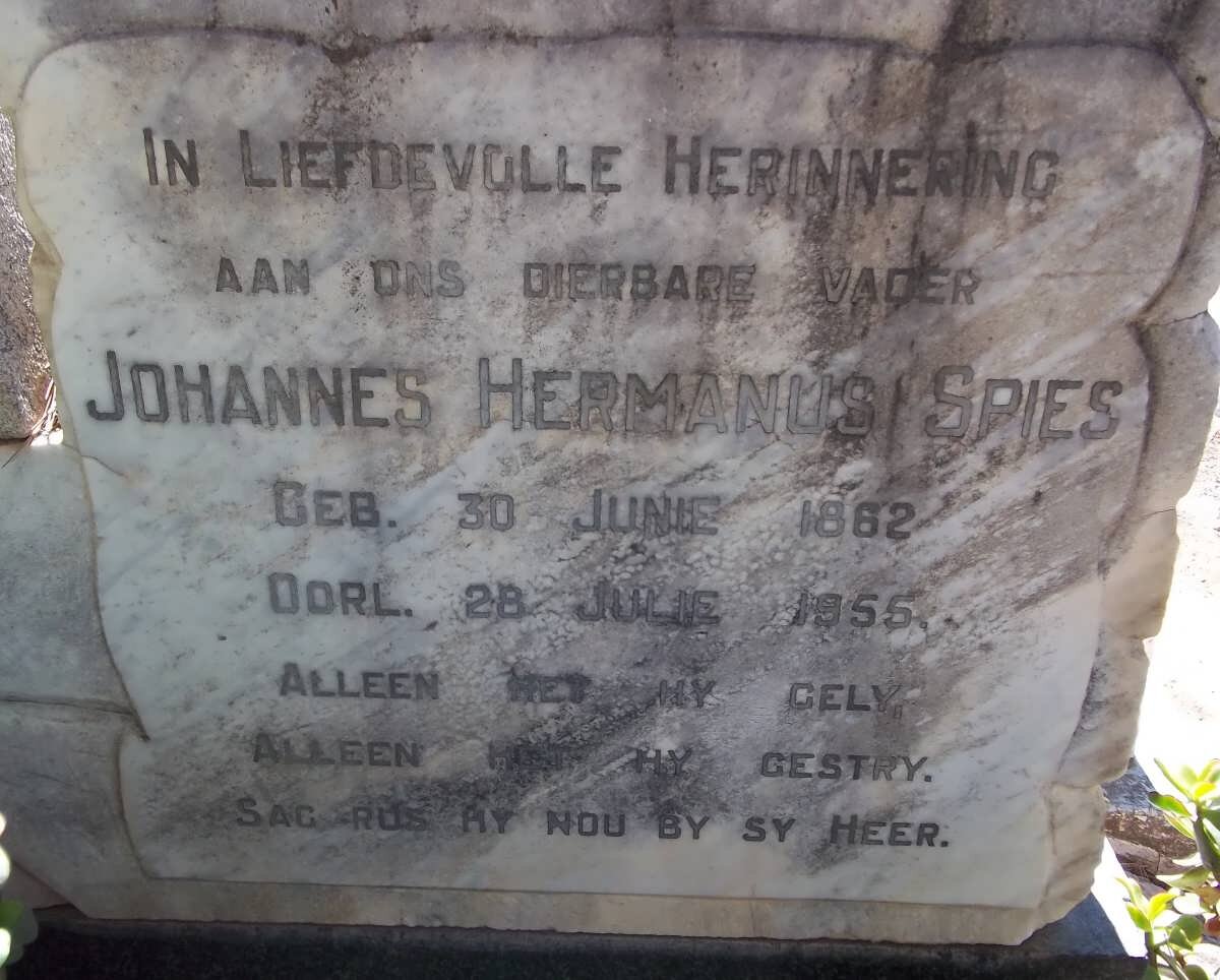 SPIES Johannes Hermanus 1862-1955