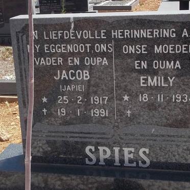 SPIES Jacob 1917-1991 &amp; Emily 1934-
