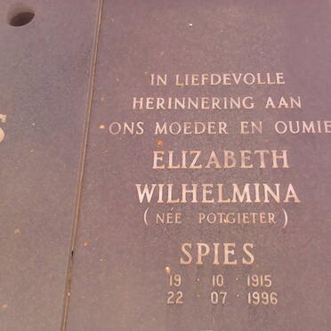 SPIES Elizabeth Wilhelmina nee POTGIETER 1915-1996