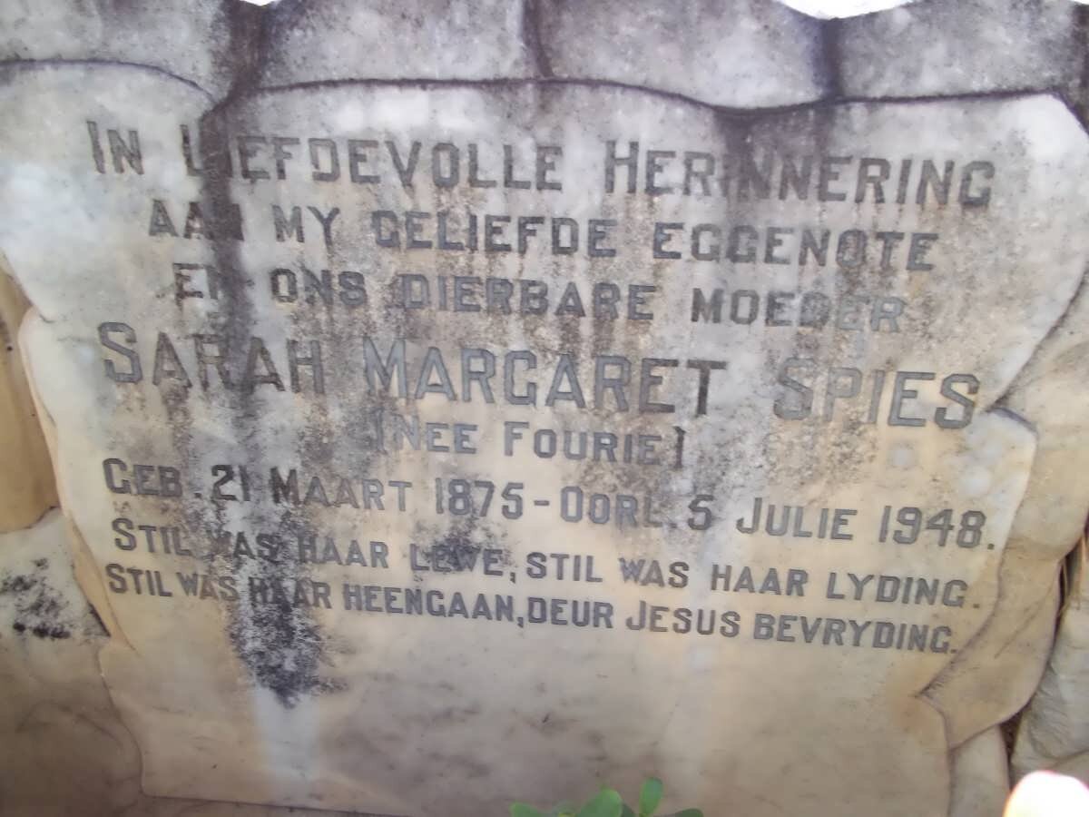 SPIES Sarah Margaret nee FOURIE 1875-1948