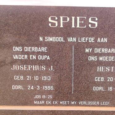 SPIES Josephus J. 1913-1986 &amp; Hester J. 1912-1985