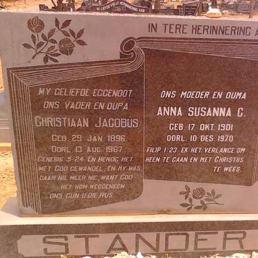STANDER Christiaan Jacobus 1896-1967 &amp; Anna Susanna C. 1901-1970