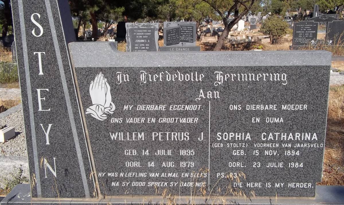 STEYN Willem Petrus J. 1895-1979 &amp; Sophia Catharina STOLTZ voorheen van JAARSVELD 1894-1984