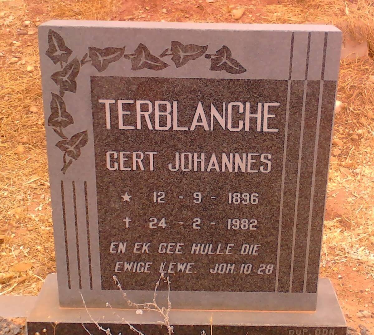 TERBLANCHE Gert Johannes 1896-1982