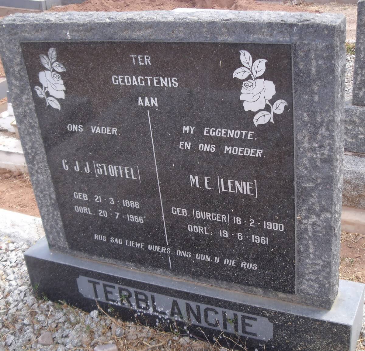 TERBLANCHE C.J.J. 1888-1960 &amp; M.E. BURGER 1900-1961