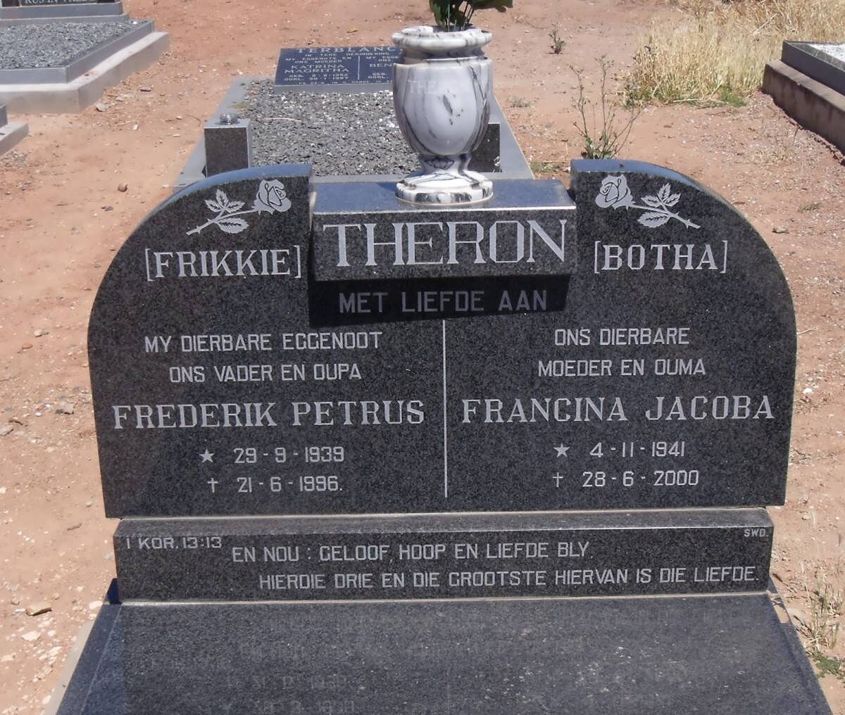 THERON Frederik Petrus 1939-1996 &amp; Francina Jacoba 1941-2000