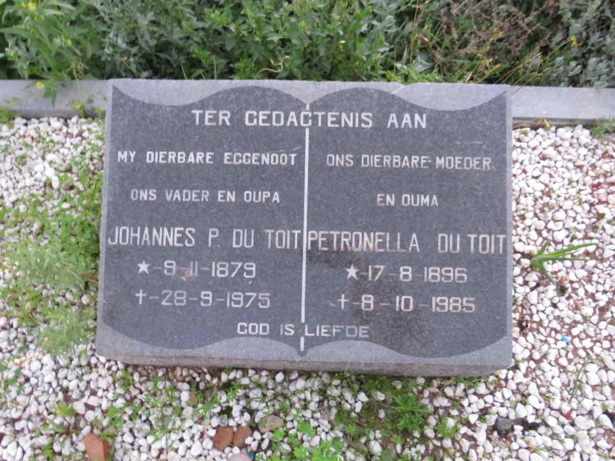 TOIT Johannes P., du 1879-1975 & Petronella 1896-1985