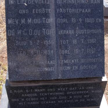 TOIT W.C.O., du 1894-1961 &amp; M.M. -1958