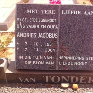 TONDER Andries Jacobus, van 1951-2004