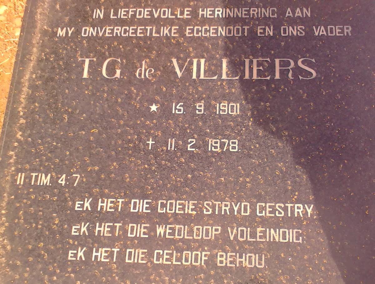 VILLIERS T.G., de 1901-1978