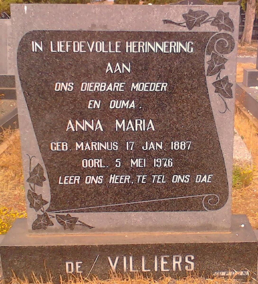 VILLIERS Anna Maria, de 1887-1976